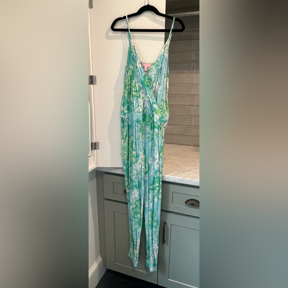 Lilly Pulitzer Green & Aqua Floral Jumpsuit